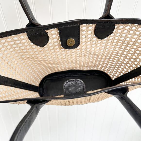 Bembien Valeria Rattan Leather Tote Tan Woven Summer Handbag Neutral - Picture 4 of 6